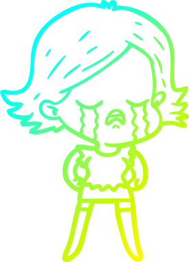 Bir insan tarafından çizilmiş ağlayan bir çizgi film kızı çizimi.