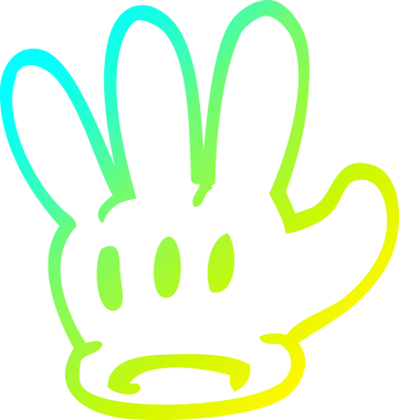 Bir insan tarafından çizilmiş geleneksel bir çizgi film eldiveninin soğuk gradyan çizimi