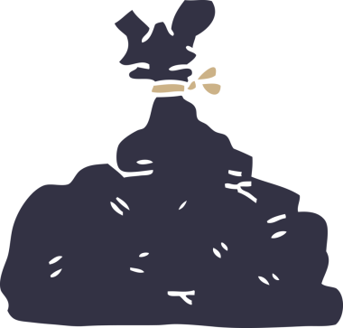 Bir insan tarafından çizilmiş çöp torbası.