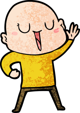 Bir insan tarafından çizilmiş mutlu, kel adam.