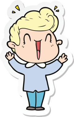 Bir insan tarafından çizilmiş heyecanlı bir adamın çıkartması.