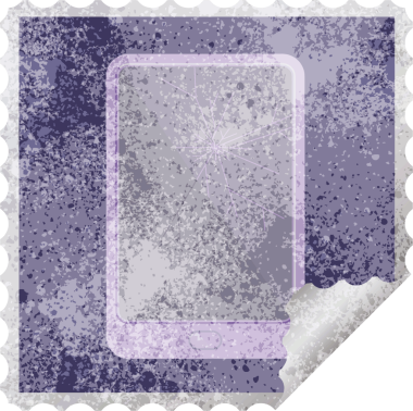 Kırık elektronik tablet vektör kare etiketi bir insan tarafından çizilmiş