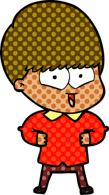 Bir insan tarafından çizilmiş mutlu çocuk çizgi filmi.