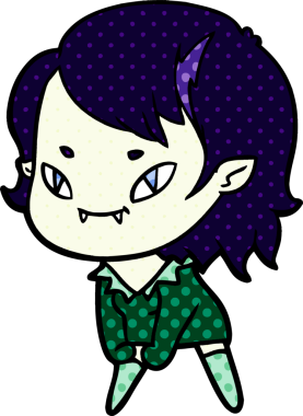 Bir insan tarafından çizilmiş çizgi film dostu vampir kız.