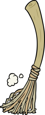 Bir insan tarafından çizilmiş cadılar bayramı süpürgesi çizgi filmi.