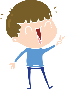 Bir insan tarafından çizilmiş düz renkli karikatür adam.