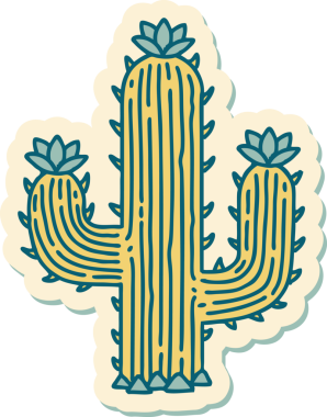 Bir insan tarafından çizilmiş geleneksel bir kaktüs stili dövme çıkartması.