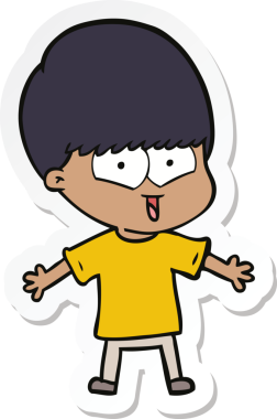 Bir insan tarafından çizilmiş mutlu bir çocuğun çıkartması.