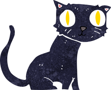 bir insan tarafından çizilmiş kara kedi çizgi filmi