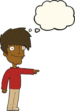 çizgi film mutlu adam bir insan tarafından çizilen düşünce baloncuğu ile işaret