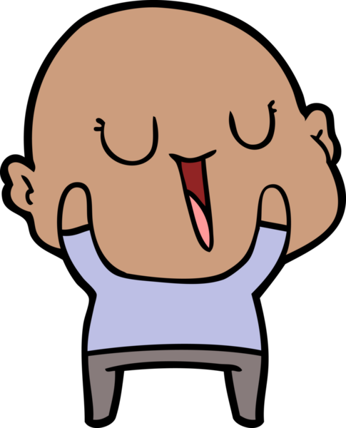 Bir insan tarafından çizilmiş mutlu, kel adam.