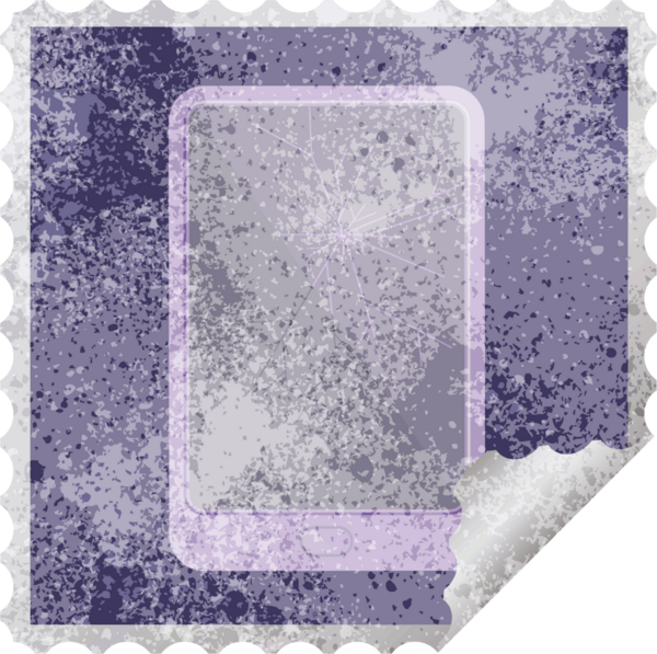 Kırık elektronik tablet vektör kare etiketi bir insan tarafından çizilmiş