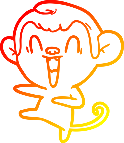 Bir insan tarafından çizilmiş gülen maymun çizgi çizimi.