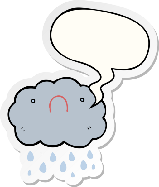 Bir insan tarafından çizilmiş baloncuk çıkartmalı şirin bir çizgi film bulutu.