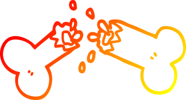 Bir insan tarafından çizilmiş kırık bir kemiğin sıcak çizgi çizimi