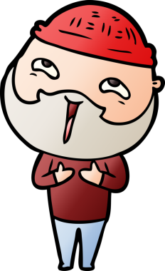 Bir insan tarafından çizilmiş mutlu sakallı bir adam.