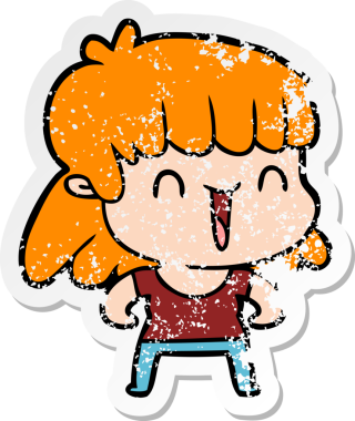 Bir insan tarafından çizilmiş karikatür bir kadının sıkıntılı çıkartması.