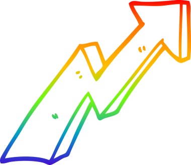 gökkuşağı gradyan çizgi çizimi bir insan tarafından çizilmiş bir çizgi iş büyüme oku