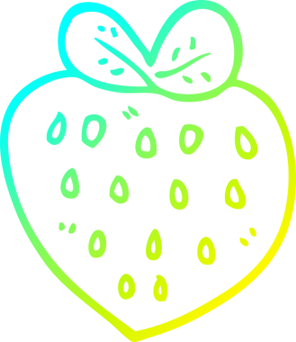 Bir insan tarafından çizilen çilek karikatürünün soğuk gradyan çizimi