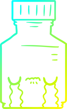 Bir insan tarafından çizilmiş karikatür hapı kavanozunun soğuk gradyan çizimi