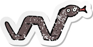 Bir insan tarafından çizilmiş komik bir çizgi film yılanının gerilimli çıkartması.