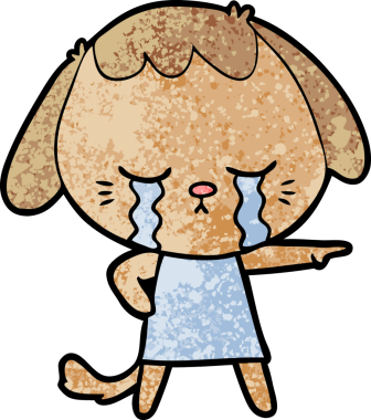 Bir insan tarafından çizilmiş ağlayan bir köpek.