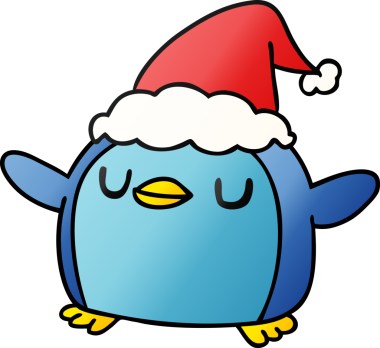 Bir insan tarafından çizilmiş Kawaii pengueninin el çizimi gradyanı.