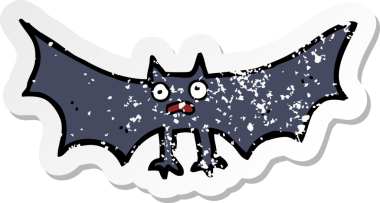 Bir insan tarafından çizilmiş karikatür yarasasının gerilimli çıkartması.