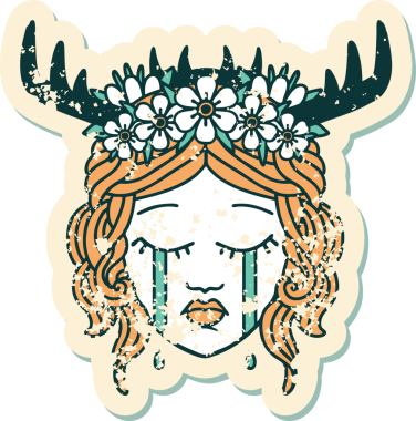 Bir insan tarafından çizilmiş ağlayan bir insan rahibin grunge çıkartması.