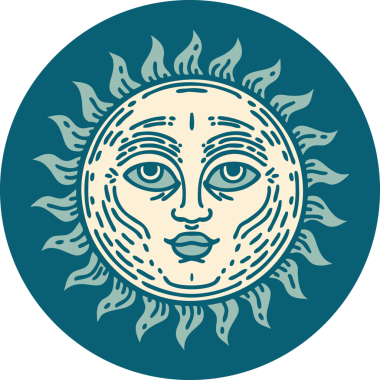 Bir insan tarafından çizilmiş bir güneşin ikonik dövme şekli