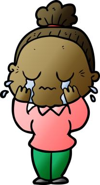 Bir insan tarafından çizilmiş ağlayan yaşlı kadın çizgi filmi.