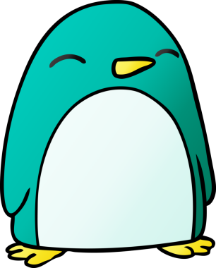 Bir insan tarafından çizilmiş sevimli bir penguenin el çizimi karikatürü.