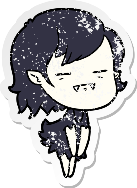 Bir insan tarafından çizilmiş ölümsüz vampir bir kızın sıkıntılı çıkartması.