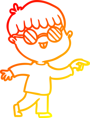 Bir insan tarafından çizilmiş gözlük takan çizgi film çocuğu çizimi.