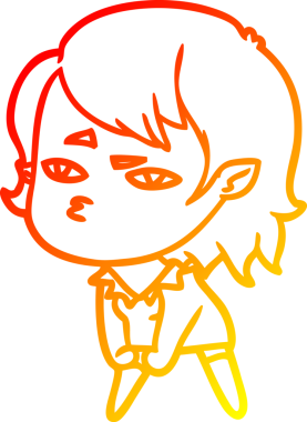 Bir insan tarafından çizilmiş bir vampir kız çizgi çizimi.