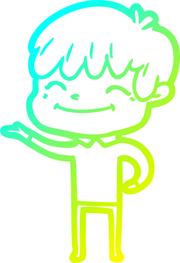 Bir çizgi film karakteri çizen soğuk çizgi bir insan tarafından çizilmiş mutlu çocuk.