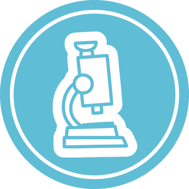 mikroskop ve bir insan tarafından çizilmiş dairesel simge