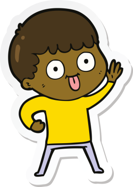 Bir insan tarafından çizilmiş karikatür adamın çıkartması.