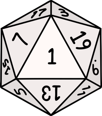 Retro Dövme Biçimi Doğal 1D20 zar bir insan tarafından çizildi