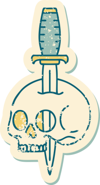 Bir insan tarafından çizilmiş bir kafatasının sembolik dövmeli görüntüsü.