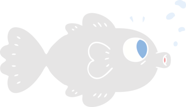 Bir insan tarafından çizilmiş garip bir karikatür balığı.