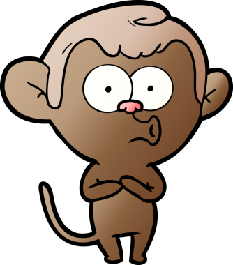 Bir insan tarafından çizilmiş korna çalan maymun.