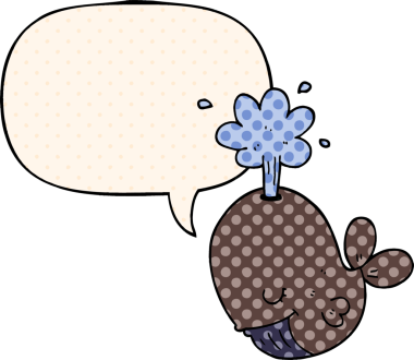 Çizgi roman tarzında konuşan balina bir insan tarafından çizilmiş.