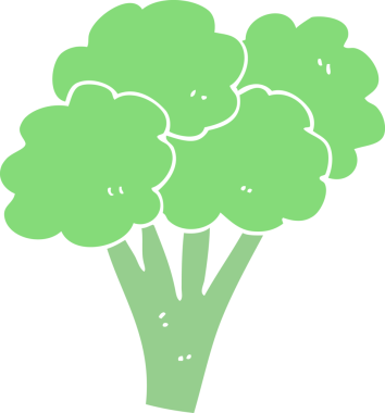 Bir insan tarafından çizilmiş brokolinin düz renk çizimi