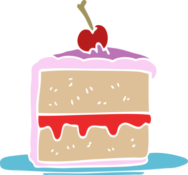 Bir insan tarafından çizilmiş karikatür pasta dilimi.