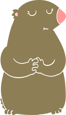 Bir insan tarafından çizilmiş şirin düz renkli çizgi film ayısı.