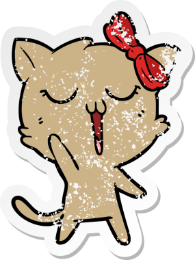 Bir insan tarafından çizilmiş karikatür bir kedinin sıkıntılı çıkartması.