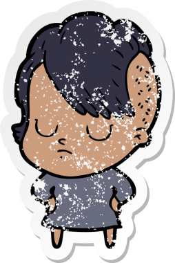 Bir insan tarafından çizilmiş karikatür bir kadının sıkıntılı çıkartması.