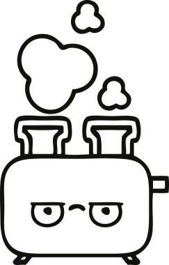 Bir insan tarafından çizilmiş bir tost makinesinin çizgi çizimi