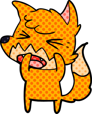 Bir insan tarafından çizilmiş kızgın çizgi film tilkisi.